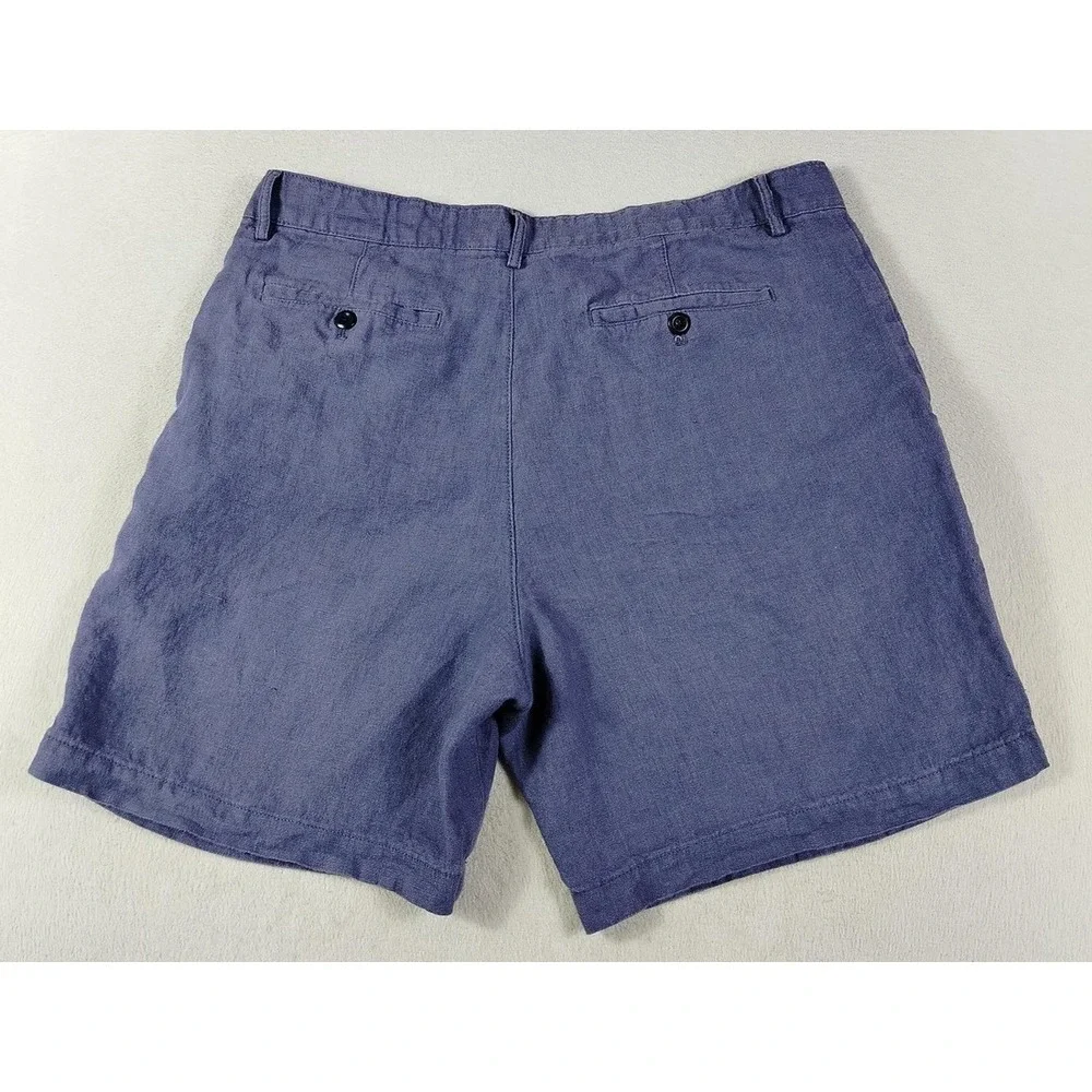 Banana Republic Shorts Mens 35 Blue Linen Chino Breathable Lightweight Casual